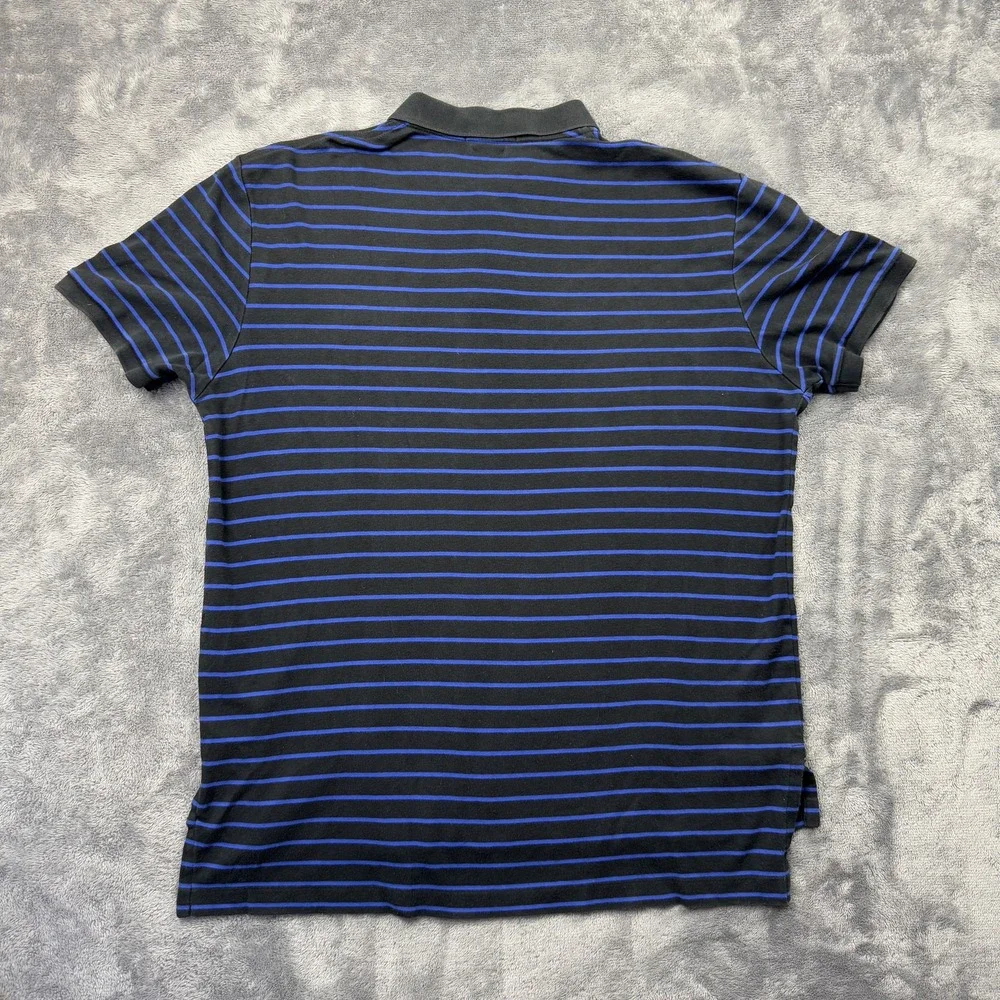 Polo Ralph Lauren Polo Mens L Black Blue Striped Pima Soft Touch Short Sleeve